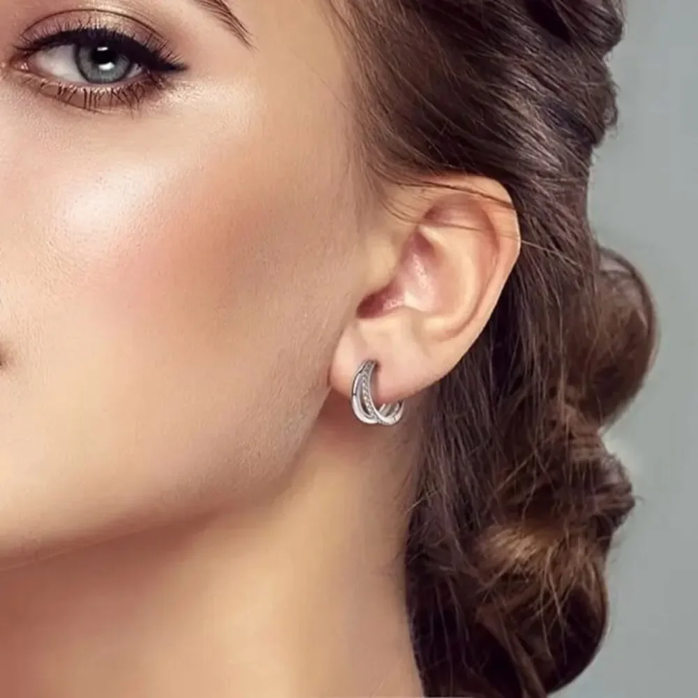 Earrings 925 Sterling Silver with crystal design